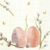 Kép 1/2 - Duni® tissue húsvéti Szalvéta, tojás és barka mintás, 33 x 33 cm, 1/4 hajtású, 3-rétegű, 50 db/csomag