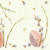 Kép 1/2 - Dunisoft® textil hatású húsvéti Szalvéta, tojás és barka mintás, 40 x 40 cm, 1/4 hajtású, 60 db/csomag