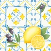 Kép 1/2 - Dunisoft® textil hatású Szalvéta, mediterrán stílusú, citrom, kék mintás, 40 x 40 cm, 1/4 hajtású, 60 db/csomag