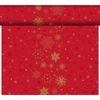 Kép 1/2 - Bio Dunicel® textil hatású Asztali futó, piros-arany csillag mintás, nagy kiszerelésű 0,4 x 24 m