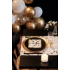 Kép 2/2 - Dunicel® textil hatású papír Asztali futó, 3in1 fekete-arany buborék pöttyös mintás, 0,40 x 4,8 m, nem vízálló