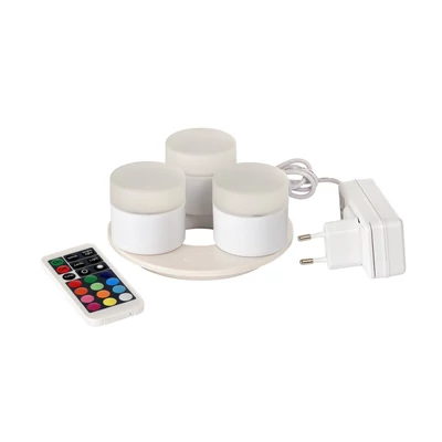 Duni LED újratölthető mini lámpa, 3 db-os, vízálló (adapter, távirányító, 12 szín)