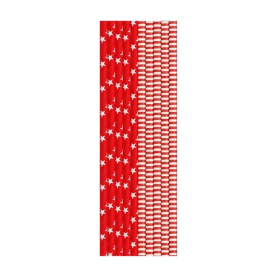 Duni piros-fehér mintás bio papír szívószál, 20 cm x Ø6 mm