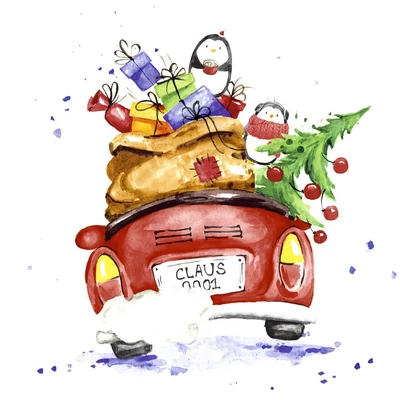 Paper+Design Tissue Szalvéta, karácsonyi, mikulás autó mintás 33 x 33 cm, 3-rétegű