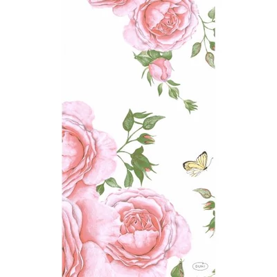 Duni® Tissue Szalvéta, rózsaszín rózsa mintás 33 x 40 cm, 1/6 hajtású, 3-rétegű, 15 db/csomag