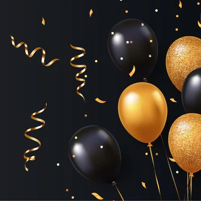 Paper+Design® Tissue fekete - arany lufi mintás Szalvéta, 33 x 33 cm, 3-rétegű