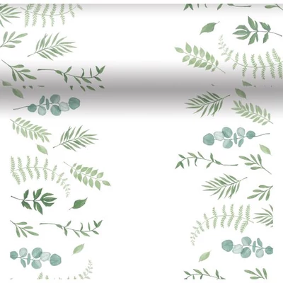 Dunicel® Asztali futó, 3in1 zöld levelek mintás, 0,40 x 4,8 m, nem vízálló