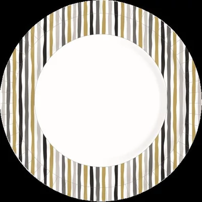 Duni®  BIO papírtányér fekete-arany csíkos mintás, Ø22 cm, 10 db/csomag.
