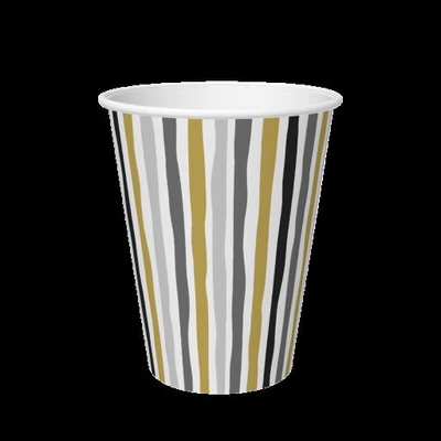 Duni®  BIO papírpohár fekete-arany csíkos mintás, 24 cl, 10 db/csomag.