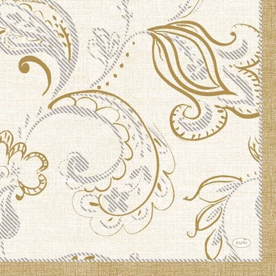 Duni® Tissue Szalvéta, krém-arany mintás, 33 x 33 cm, 1/4 hajtású, 3-rétegű, 20 db/csomag