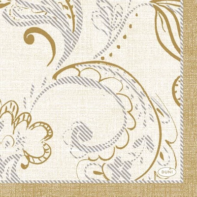 Duni® Tissue Szalvéta, krém-arany mintás, 24 x 24 cm, 1/4 hajtású, 3-rétegű, 20 db/csomag