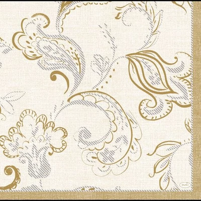 Dunisoft® textil hatású Szalvéta, krém-arany mintás, 40 x 40 cm, 1/4 hajtású, 12 db/csomag