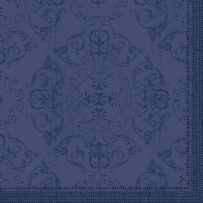 Dunilin® textil hatású Szalvéta, sötétkék Opulent mintás, 40 x 40 cm, 1/4 hajtású, 45 db/csomag