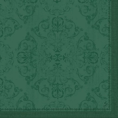 Dunilin® textil hatású Szalvéta, sötétzöld Opulent mintás, 40 x 40 cm, 1/4 hajtású, 45 db/csomag