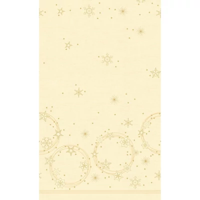 Dunicel® textil hatású papír Asztalterítő, karácsonyi, krém-arany csillag mintás, 138 x 220 cm, nem vízálló