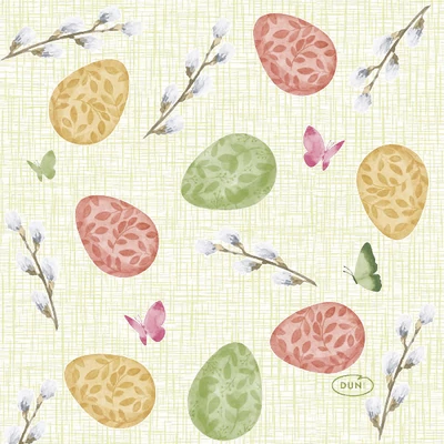 Duni® Tissue Szalvéta, húsvéti, tojás mintás, 24 x 24 cm, 1/4 hajtású, 3-rétegű, 20 db/csomag