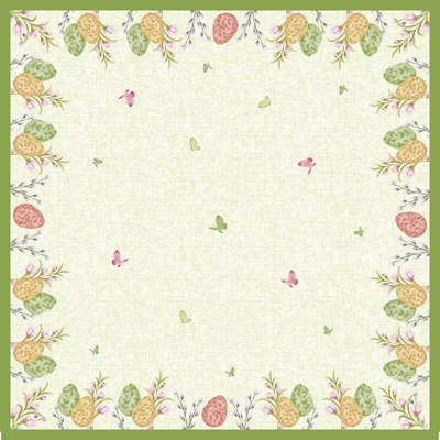 Dunicel® textil hatású Asztalközép, húsvéti, tojás mintás, 84 x 84 cm, nem vízálló