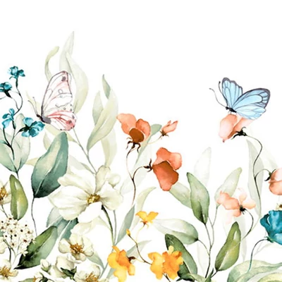 Duni® Tissue Szalvéta, virág-lepke mintás, 24 x 24 cm, 1/4 hajtású, 3-rétegű, 20 db/csomag