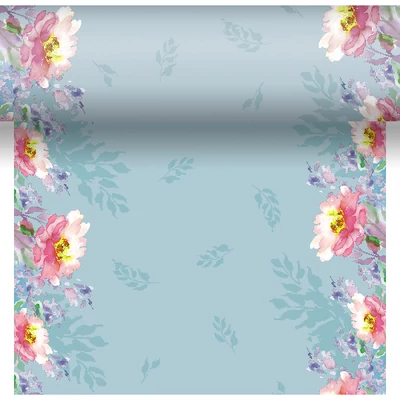 Dunicel® textil hatású papír Asztali futó, 3in1, virág mintás, 0,40 x 4,8 m, nem vízálló