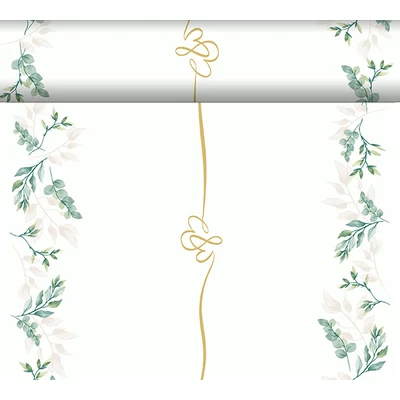 Dunicel® textil hatású papír Asztali futó, 3in1, esküvői mintás, 0,40 x 24 m, nem vízálló