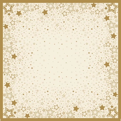 Dunicel® textil hatású Asztalközép, krém-arany csillag mintás, 84 x 84 cm, nem vízálló