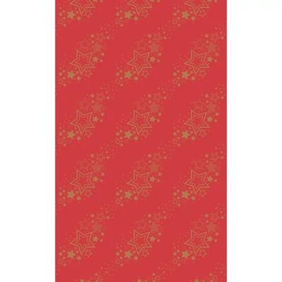 Dunicel® textil hatású papír Asztalterítő, piros-arany csillag mintás, 138 x 220 cm, nem vízálló