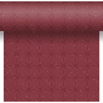 Dunicel® textil hatású papír Asztali futó, 3in1, bordó-arany karácsonyi mintás, 0,40 x 4,8 m, nem vízálló