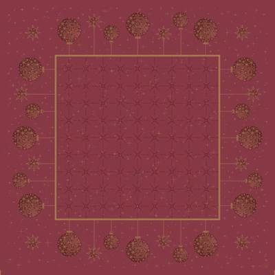 Dunicel® textil hatású Asztalközép, bordó-arany karácsonyi mintás, 84 x 84 cm, nem vízálló
