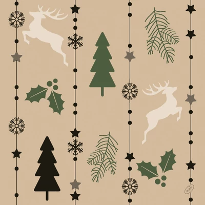 Bio Dunisoft® textil hatású Szalvéta, karácsonyi mintás, 40 x 40 cm, 1/4 hajtású, 12 db/csomag