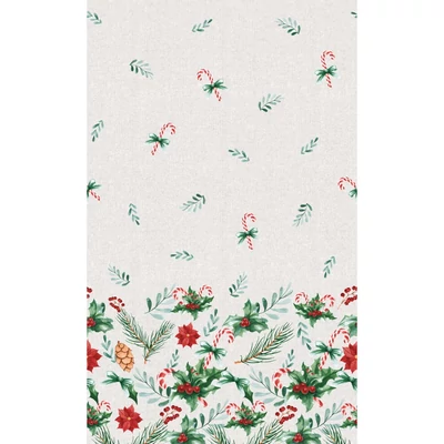 Dunicel® textil hatású papír Asztalterítő, karácsonyi virág mintás, 138 x 220 cm, nem vízálló