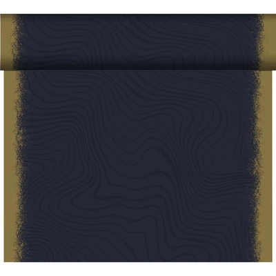 Bio Dunicel® textil hatású Asztali futó, fekete-arany mintás, nagy kiszerelésű 0,4 x 24 m
