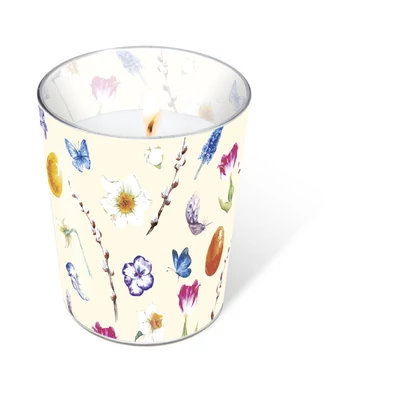 Paper+Design Gyertya húsvéti mintás üvegpohárban, 100 x Ø85 mm