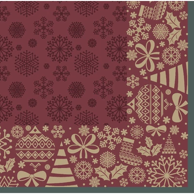 Dunisoft® Szalvéta textil hatású, karácsonyi mintás, 40 X 40 cm
