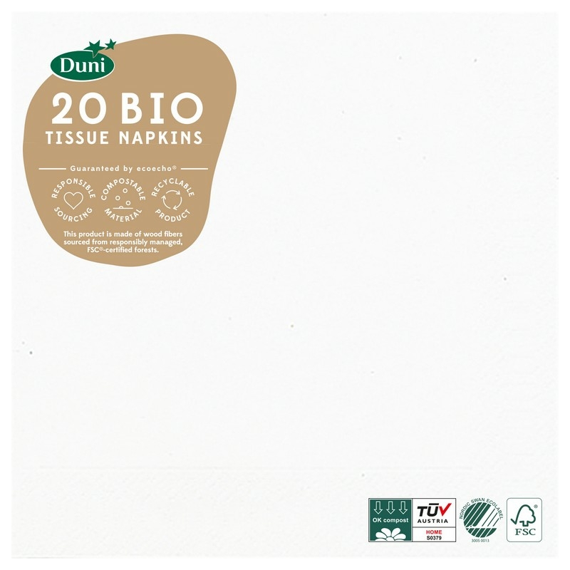 Bio Szalvéta Tissue, fehér, 40 x 40 cm, 3-rétegű