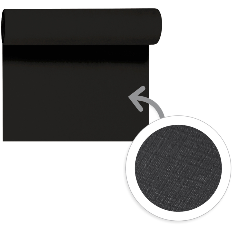 Duni Evolin® textil hatású Asztali futó, fekete színű, 0,41 x 24 m