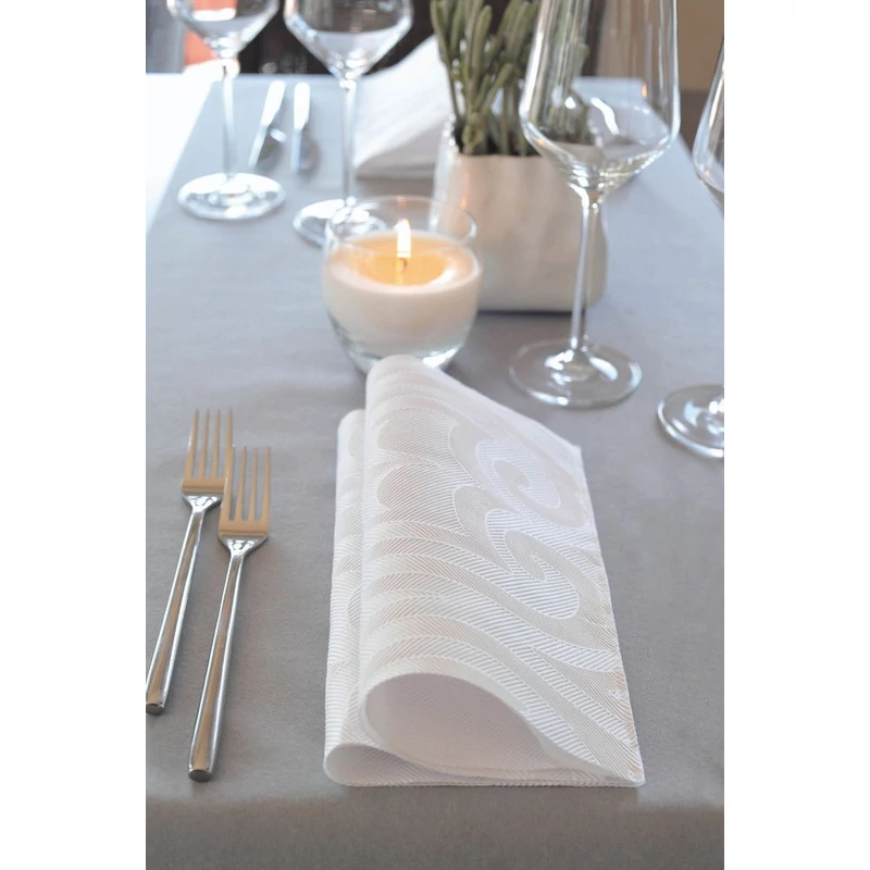 Duni Elegance® Lily damaszt hatású Szalvéta, fehér színű, 48 x 48 cm, 1/4 hajtású, 40 db/csomag