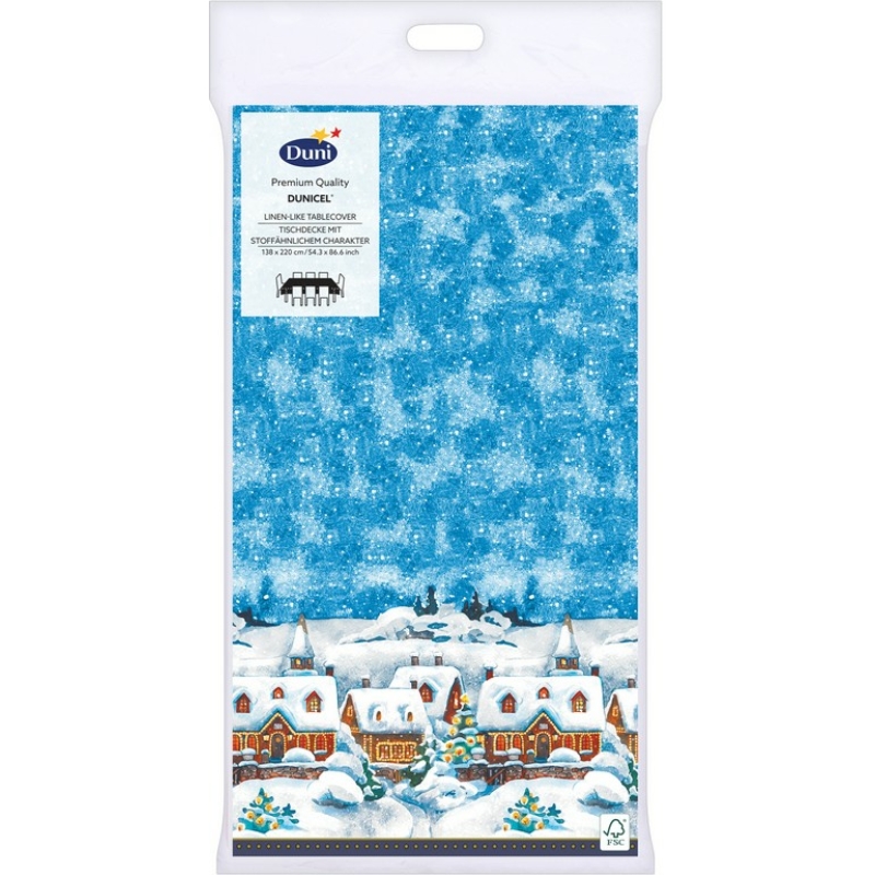 Dunicel® textil hatású papír Asztalterítő, karácsonyi téli mintás, 138 x 220 cm