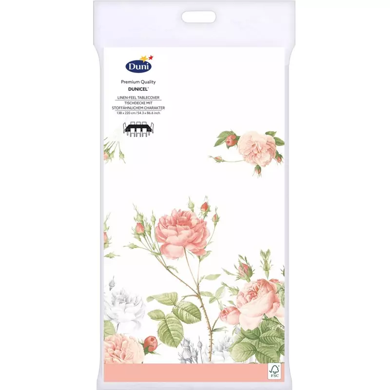 Dunicel® textil hatású papír Asztalterítő, rózsa mintás, 138 x 220 cm
