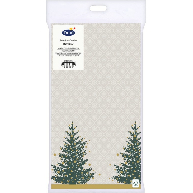 Dunicel® textil hatású papír Asztalterítő, karácsonyi, fenyőfa mintás, 138 x 220 cm
