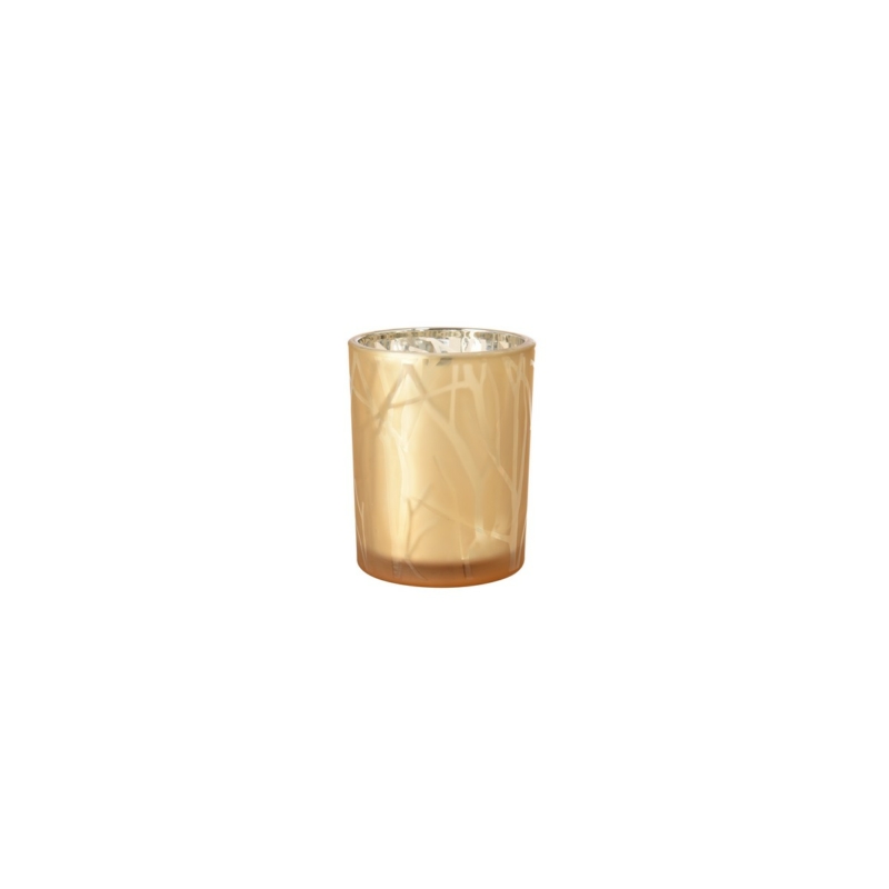 Duni üveg gyertyatartó, arany-homok színű, 100 x Ø 80 mm méretű