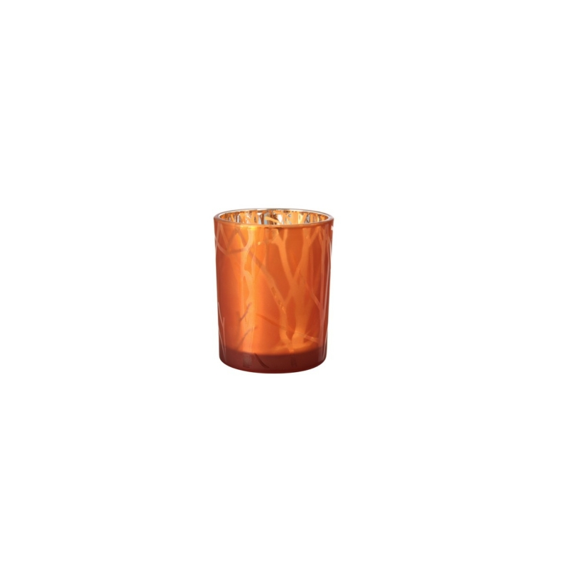 Duni üveg gyertyatartó, rozsda-narancs színű, 100 x Ø 80 mm méretű