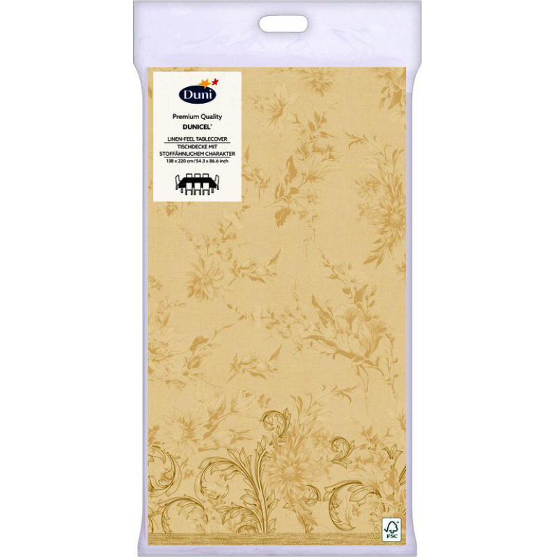 Dunicel® textil hatású papír  Asztalterítő, krém színű mintás, 138 x 220 cm