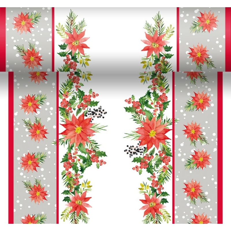 Dunicel® Asztali futó 3in1 karácsonyi virág mintás, 0,4 x 4,8 m