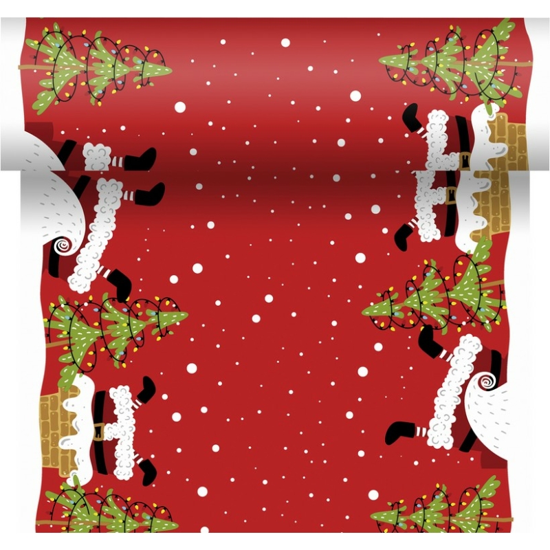 Paper+Design Dunicel® Asztali futó, karácsonyi, mikulás mintás, piros, 0,25 x 4 m