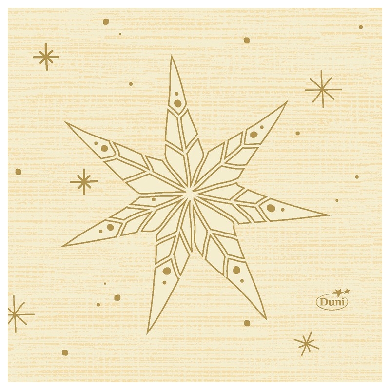 Tissue Szalvéta, karácsonyi krém színű, csillag mintás, 24 x 24 cm, 3-rétegű
