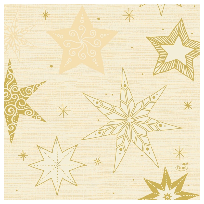Tissue Szalvéta, karácsonyi krém színű, csillag mintás, 33 x 33 cm, 3-rétegű