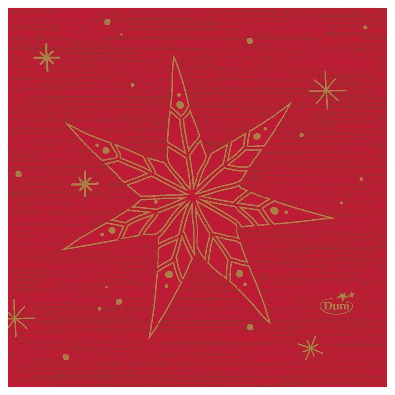 Tissue Szalvéta, karácsonyi piros színű, csillag mintás, 24 x 24 cm, 3-rétegű