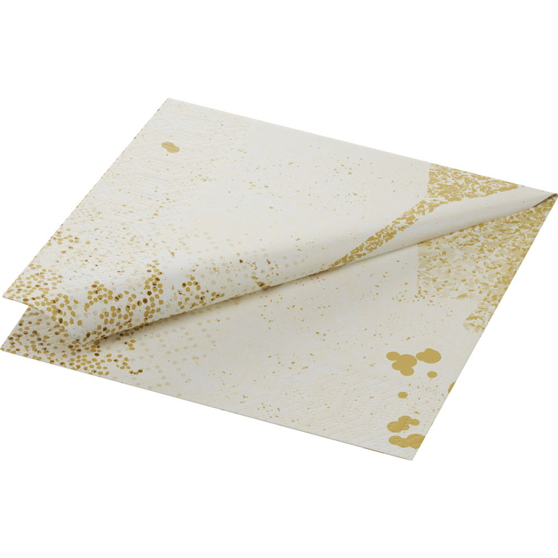 Duni® Tissue Szalvéta, krém-arany pezsgős, koccintós mintás, 33 x 33 cm, 1/4 hajtású, 3-rétegű, 50 db/csomag