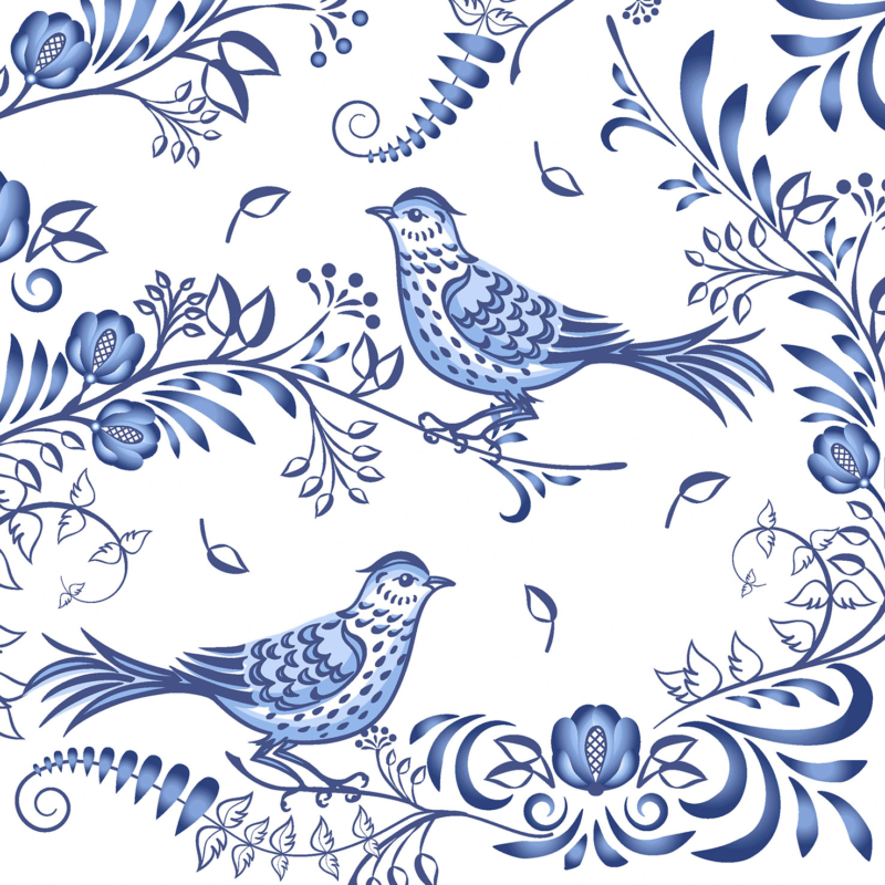 Paper+Design Tissue Szalvéta, Porcelán kék festés mintás, 24 x 24 cm, 3-rétegű