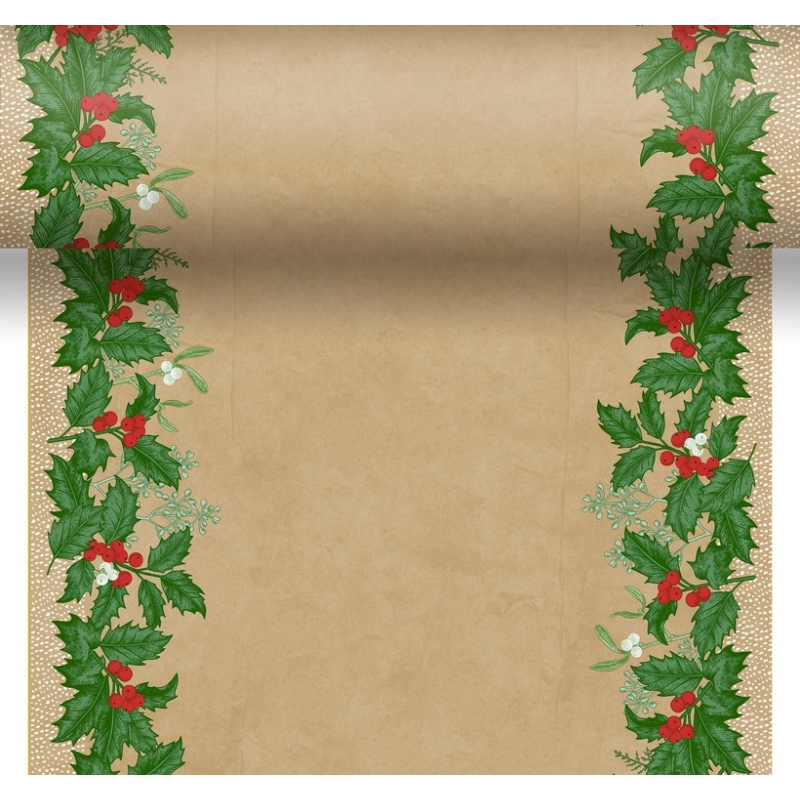 Dunicel® Asztali futó 3in1 piros bogyó karácsonyi mintás, 0,4 x 4,8 m